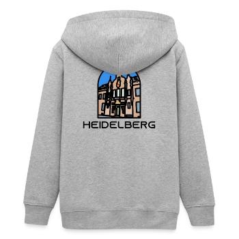 Heidelberg - Universität Bibliothek - Teenager Organic Kapuzenjacke Mini Cultivator von Stanley/Stella - Grau meliert - Hinten - AI Model Teenager Male light (155cm)