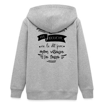 Si ma bouche ne le dit pas mon visage le fera - Veste à capuche ado bio Stanley/Stella - gris chiné - Dos - AI Model Teenager Male light (155cm)