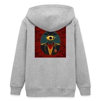 Verschwörung 02 - Teenager Organic Kapuzenjacke Mini Cultivator von Stanley/Stella - Grau meliert - Hinten - AI Model Teenager Male light (155cm)