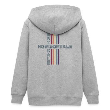 Horizontal Vertical Retro Vintage - Teens Organic Zip-up Hoodie by Stanley/Stella - heather grey - Back - AI Model Teenager Male light (155cm)