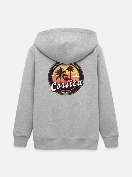 Korsika Frankreich Palmen Vintage Design - Teenager Organic Kapuzenjacke Mini Cultivator von Stanley/Stella - Grau meliert