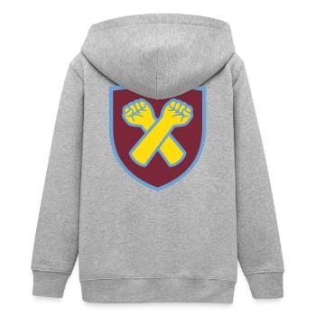 Kreuzhammer Hämmer grüßen gekreuzte Arme Eisen - Teenager Organic Kapuzenjacke Mini Cultivator von Stanley/Stella - Grau meliert - Hinten - AI Model Teenager Male light (155cm)