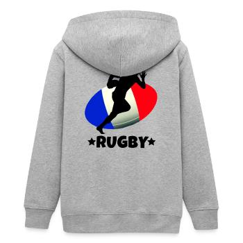 rugby, rugby sport, rugby französisch - Teenager Organic Kapuzenjacke Mini Cultivator von Stanley/Stella - Grau meliert - Hinten - AI Model Teenager Male light (155cm)