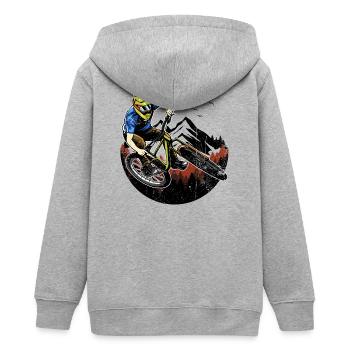 Peak Rider Mountainbike Action - Teenager Organic Kapuzenjacke Mini Cultivator von Stanley/Stella - Grau meliert - Hinten - AI Model Teenager Male light (155cm)