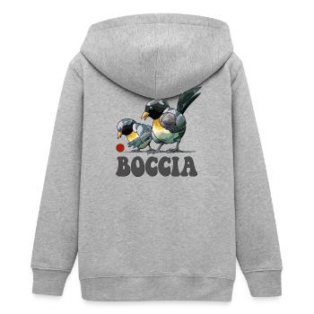Boccia player bird with boccia balls Boccia - Teens Organic Zip-up Hoodie by Stanley/Stella - heather grey - Back - AI Model Teenager Male light (155cm)