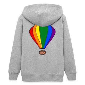Regenbogen-Ballon - Teenager Organic Kapuzenjacke Mini Cultivator von Stanley/Stella - Grau meliert - Hinten - AI Model Teenager Male light (155cm)