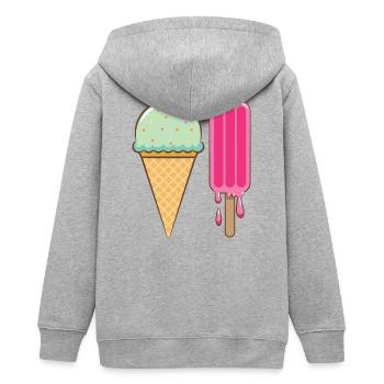 J’aime la crème glacée - Veste à capuche ado bio Stanley/Stella - gris chiné - Dos - AI Model Teenager Male light (155cm)
