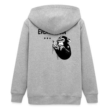 EVERY HUMAN ... | Thinking ape Banksy Style - Teenager Organic Kapuzenjacke Mini Cultivator von Stanley/Stella - Grau meliert - Hinten - AI Model Teenager Male light (155cm)