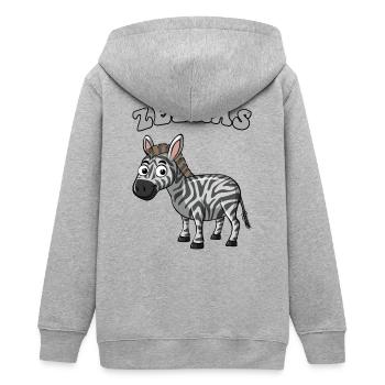 zèbre pop art dessin animé sur noir - Veste à capuche ado bio Stanley/Stella - gris chiné - Dos - AI Model Teenager Male light (155cm)