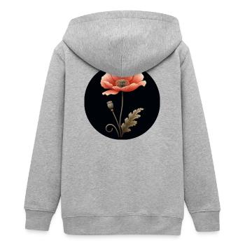 Mohnblume Mohn Blume rot orange - Teenager Organic Kapuzenjacke Mini Cultivator von Stanley/Stella - Grau meliert - Hinten - AI Model Teenager Male light (155cm)