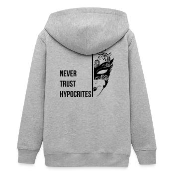 Traue niemals Heuchlern - Teenager Organic Kapuzenjacke Mini Cultivator von Stanley/Stella - Grau meliert - Hinten - AI Model Teenager Male light (155cm)