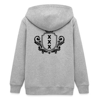 Amsterdam xxx Flagge - Teenager Organic Kapuzenjacke Mini Cultivator von Stanley/Stella - Grau meliert - Hinten - AI Model Teenager Male light (155cm)