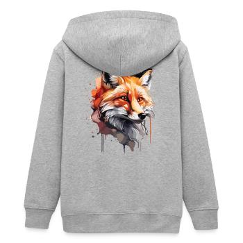 Aquarell Fuchs - Teenager Organic Kapuzenjacke Mini Cultivator von Stanley/Stella - Grau meliert - Hinten - AI Model Teenager Male light (155cm)