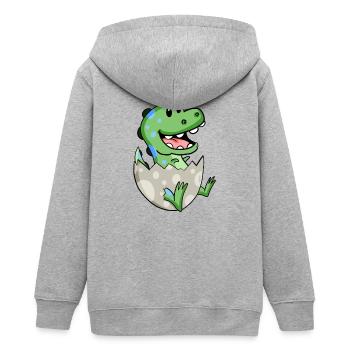 Dinosaurier Ei Dino Baby Motiv - Teenager Organic Kapuzenjacke Mini Cultivator von Stanley/Stella - Grau meliert - Hinten - AI Model Teenager Male light (155cm)