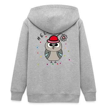Helau Fasching Eule - Teenager Organic Kapuzenjacke Mini Cultivator von Stanley/Stella - Grau meliert - Hinten - AI Model Teenager Male light (155cm)