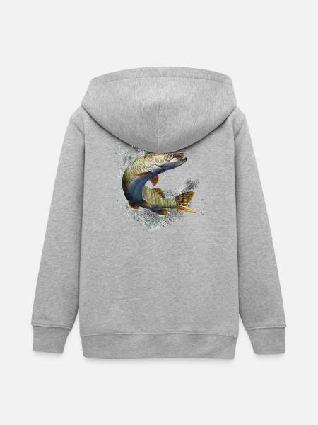 Hecht - Teenager Organic Kapuzenjacke Mini Cultivator von Stanley/Stella - Grau meliert