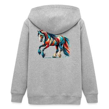 Pferd - Teenager Organic Kapuzenjacke Mini Cultivator von Stanley/Stella - Grau meliert - Hinten - AI Model Teenager Male light (155cm)
