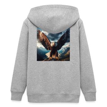 Majestätischer Adler - Teenager Organic Kapuzenjacke Mini Cultivator von Stanley/Stella - Grau meliert - Hinten - AI Model Teenager Male light (155cm)