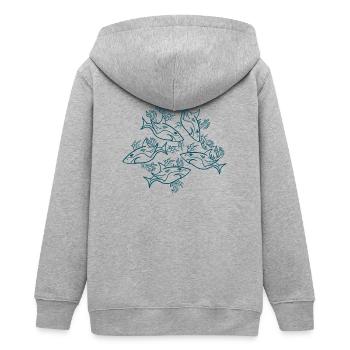 Ocean Animals Lover Sharks - Teens Organic Zip-up Hoodie by Stanley/Stella - heather grey - Back - AI Model Teenager Male light (155cm)