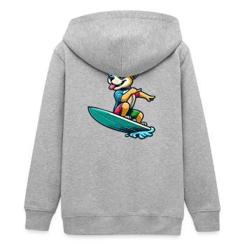 Wave Riding Buddy - Teenager Organic Kapuzenjacke Mini Cultivator von Stanley/Stella - Grau meliert - Hinten - AI Model Teenager Male light (155cm)