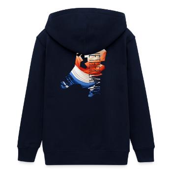 Karte Niederlande mit Nationalfarben - Teenager Organic Kapuzenjacke Mini Cultivator von Stanley/Stella - Navy - Hinten - AI Model Teenager Male light (155cm)