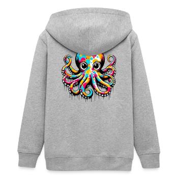 Krake - Teenager Organic Kapuzenjacke Mini Cultivator von Stanley/Stella - Grau meliert - Hinten - AI Model Teenager Male light (155cm)