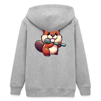 Bieber - Teenager Organic Kapuzenjacke Mini Cultivator von Stanley/Stella - Grau meliert - Hinten - AI Model Teenager Male light (155cm)