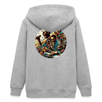 Afro Style Seele - Teenager Organic Kapuzenjacke Mini Cultivator von Stanley/Stella - Grau meliert - Hinten - AI Model Teenager Male light (155cm)