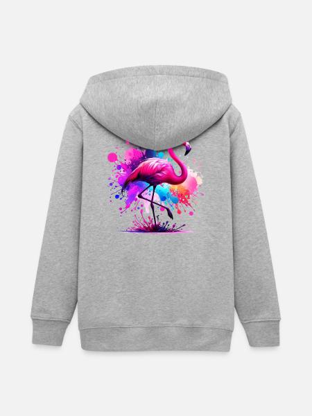 Flamingo - Teenager Organic Kapuzenjacke Mini Cultivator von Stanley/Stella - Grau meliert