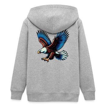 Adler - Teenager Organic Kapuzenjacke Mini Cultivator von Stanley/Stella - Grau meliert - Hinten - AI Model Teenager Male light (155cm)