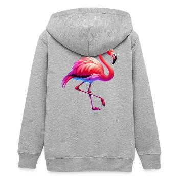 Flamingo - Teenager Organic Kapuzenjacke Mini Cultivator von Stanley/Stella - Grau meliert - Hinten - AI Model Teenager Male light (155cm)