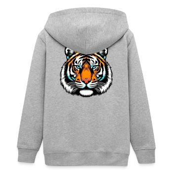 Tiger - Teenager Organic Kapuzenjacke Mini Cultivator von Stanley/Stella - Grau meliert - Hinten - AI Model Teenager Male light (155cm)