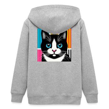 Katze - Teenager Organic Kapuzenjacke Mini Cultivator von Stanley/Stella - Grau meliert - Hinten - AI Model Teenager Male light (155cm)