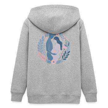 Expecting Parent Love Floral Pregnant Announcement - Teens Organic Zip-up Hoodie by Stanley/Stella - heather grey - Back - AI Model Teenager Male light (155cm)