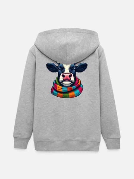 Kuh - Teenager Organic Kapuzenjacke Mini Cultivator von Stanley/Stella - Grau meliert