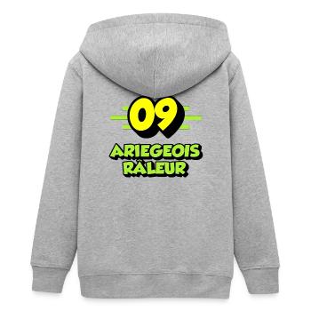 Klagende Ariégeois - Teenager Organic Kapuzenjacke Mini Cultivator von Stanley/Stella - Grau meliert - Hinten - AI Model Teenager Male light (155cm)
