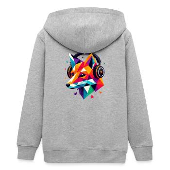 Polygone géométrique DJ Fox Casque Art coloré - Veste à capuche ado bio Stanley/Stella - gris chiné - Dos - AI Model Teenager Male light (155cm)