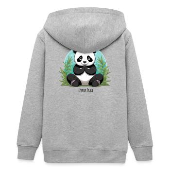 Inner Peace – Meditating Panda - Teens Organic Zip-up Hoodie by Stanley/Stella - heather grey - Back - AI Model Teenager Male light (155cm)