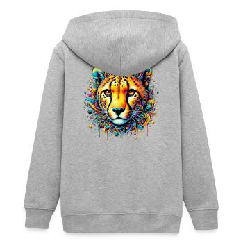 Gepard - Teenager Organic Kapuzenjacke Mini Cultivator von Stanley/Stella - Grau meliert - Hinten - AI Model Teenager Male light (155cm)