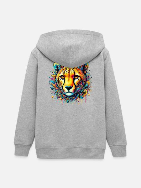 Gepard - Teenager Organic Kapuzenjacke Mini Cultivator von Stanley/Stella - Grau meliert