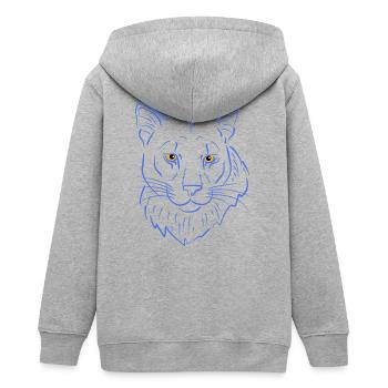Bergloewe raubtier - Teenager Organic Kapuzenjacke Mini Cultivator von Stanley/Stella - Grau meliert - Hinten - AI Model Teenager Male light (155cm)
