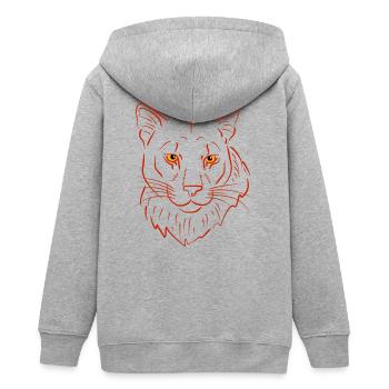 Bergloewe raubtier - Teenager Organic Kapuzenjacke Mini Cultivator von Stanley/Stella - Grau meliert - Hinten - AI Model Teenager Male light (155cm)