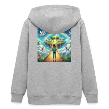 Fantasievolles Einhorn-Wunderland - Teenager Organic Kapuzenjacke Mini Cultivator von Stanley/Stella - Grau meliert - Hinten - AI Model Teenager Male light (155cm)