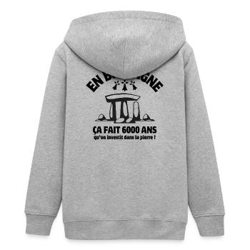 Bretagne, Bretagne humour, Breton - Veste à capuche ado bio Stanley/Stella - gris chiné - Dos - AI Model Teenager Male light (155cm)