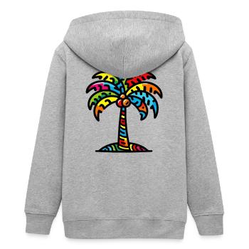 Palme - Teenager Organic Kapuzenjacke Mini Cultivator von Stanley/Stella - Grau meliert - Hinten - AI Model Teenager Male light (155cm)