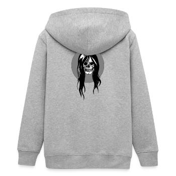 Female Skull - Teens Organic Zip-up Hoodie by Stanley/Stella - heather grey - Back - AI Model Teenager Male light (155cm)