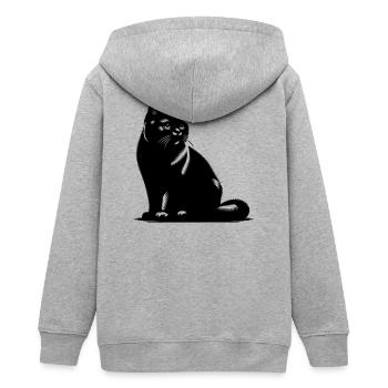 Chat British Shorthair - Veste à capuche ado bio Stanley/Stella - gris chiné - Dos - AI Model Teenager Male light (155cm)