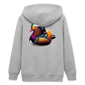 Mandarin duck - Teens Organic Zip-up Hoodie by Stanley/Stella - heather grey - Back - AI Model Teenager Male light (155cm)