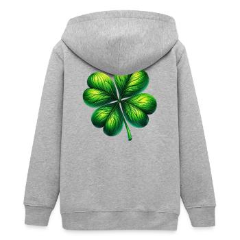 Four-leaf clover - Teens Organic Zip-up Hoodie by Stanley/Stella - heather grey - Back - AI Model Teenager Male light (155cm)