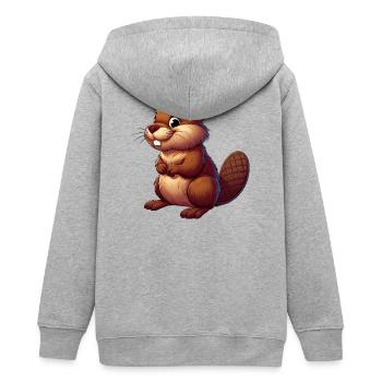 Bieber - Teenager Organic Kapuzenjacke Mini Cultivator von Stanley/Stella - Grau meliert - Hinten - AI Model Teenager Male light (155cm)